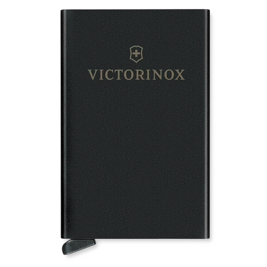 Tarjetero / Almacenamiento Seguro 4-6 Tarjetas / Aluminio Duradero / Protección RFID / Sistema Deslizamiento Patentado / Color Negro.