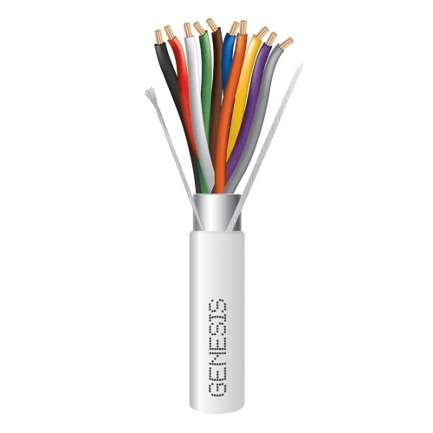Carrete de 305 Metros (1000 Pies) / Cable de Cobre / 10 x 18 AWG / Plenum / Color Blanco / Blindado / Para Aplicaciones de Alarmas de Intrusión / Control de Acceso / Automatización / Interfonos y Tv Porteros