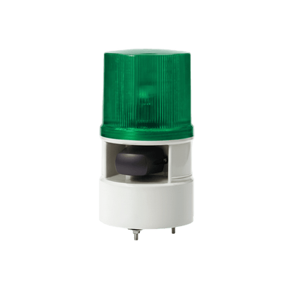 Luces de advertencia color Verde con sirena incorporada con 5 tonos máx. 105 dB en 12-24 VCD