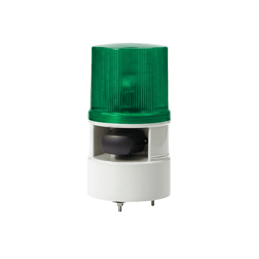 Luces de advertencia color Verde con sirena incorporada con 5 tonos máx. 105 dB en 12-24 VCD