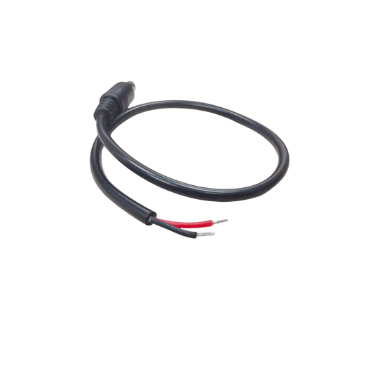 Cable con Conector Macho (Pigtail)  | Forro negro | Alimentación para Vcc con Puntas Libres / Polarizado / Largo 22 cm (8.66 Pulgadas) / Calibre 22AWG.