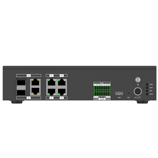 Terminal Server para Tráfico Inteligente / 8 Canales Hasta 20MP / 8TB HDD / 4 Puertos Ethernet 100M + 2 Puertos Gigabit / Exterior IP67 / Protocolos H.264-H.265 / Gestión de Tráfico y Video