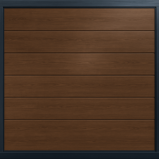 Puerta de Garage de Alta Calidad / Linea Central / Imitacion madera / oscura / 20x8 pies / AISLADA / Estilo Americana.