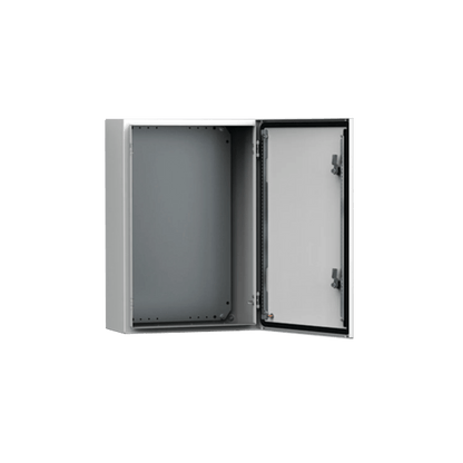 Gabinete de Uso Exterior MAS 600 x 600 x 210 mm NEMA 4/12/13; IP66; IK10 de Acero Dulce 1.5 mm con Platina de Montaje Incluida Color Gris Claro
