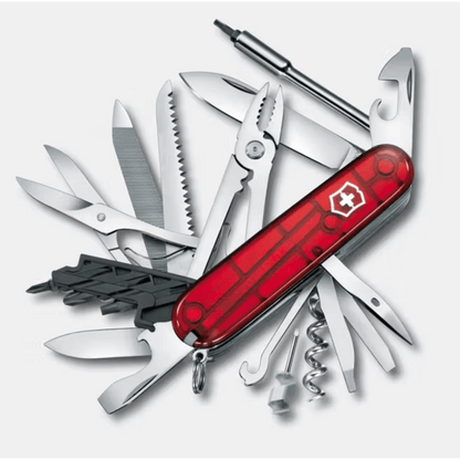 Navaja Multifunción Cyber Tool L / 39 Herramientas Profesionales / Para Técnicos Digitales / Llave Tuercas Tecnológica / Dados Hexagonales D-SUB / Set Bits Phillips-Torx-Hex / ABS-Cellidor Rojo / Fabricación Suiza