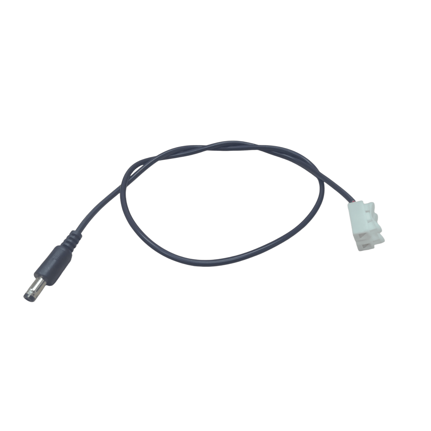 Cable con Conector Macho (Pigtail) | Forro Negro | Terminal Blanca | Alimentación para Vcc con Puntas Libres | Polarizado | Largo 22 cm ( 8.66 Pulgadas)  | Calibre 22AWG.