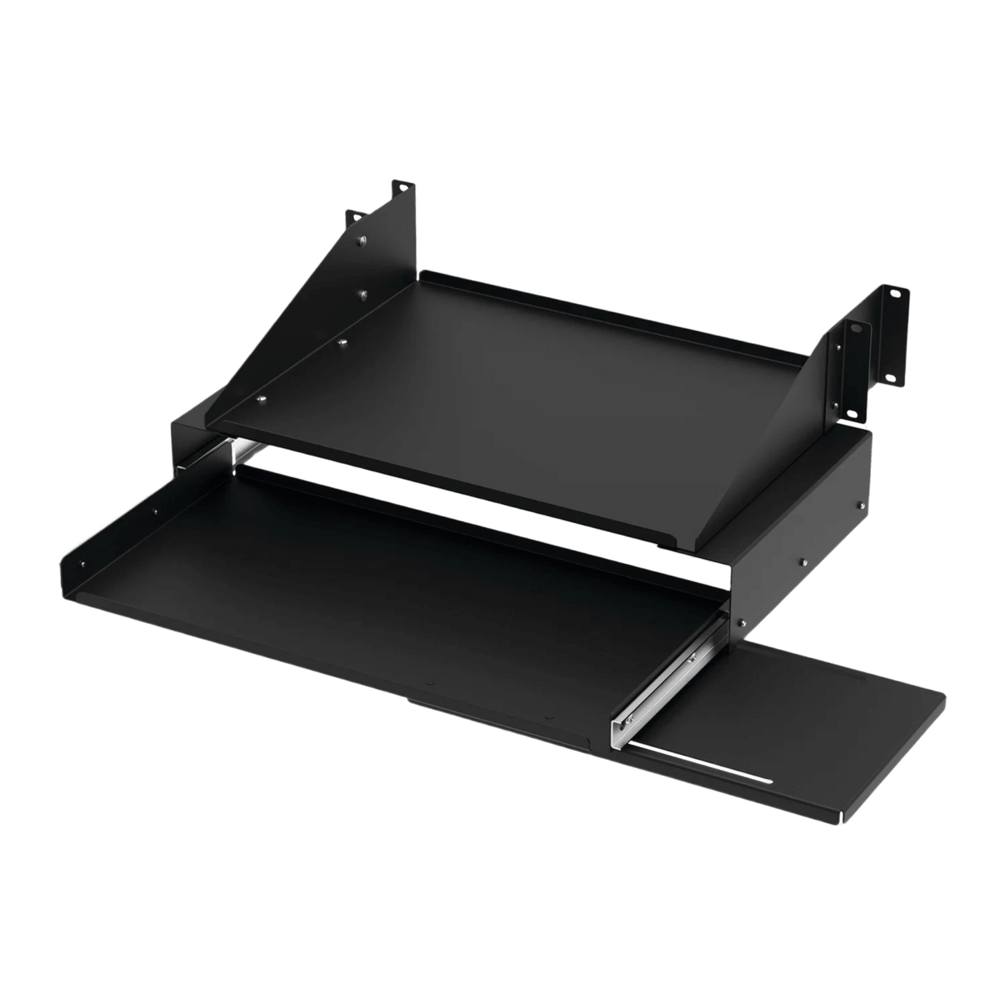 Charola Deslizable Para Soportar Equipos en rack de 19in, Para teclado con estante para monitor, Capacidad de 45.5kg 4UR.