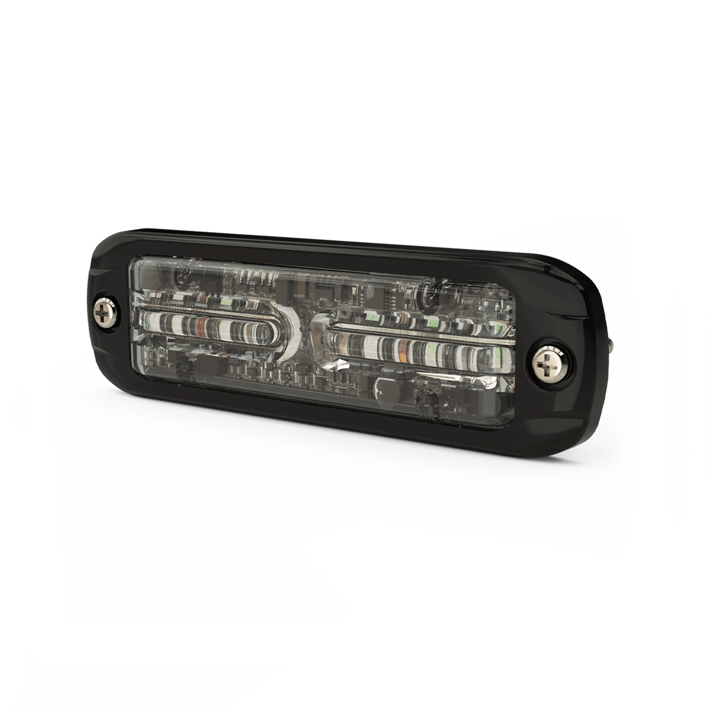 Luz Auxiliar de 18 LEDS, Tricolor Rojo/Azul/Blanco, Lente transparente, Bisel Negro