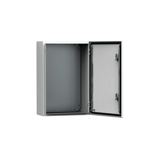 Gabinete de Uso Exterior MAS 600 x 400 x 240 mm NEMA 4/12/13; IP66; IK10 de Acero Dulce 1.5 mm con Platina de Montaje Incluida Color Gris Claro
