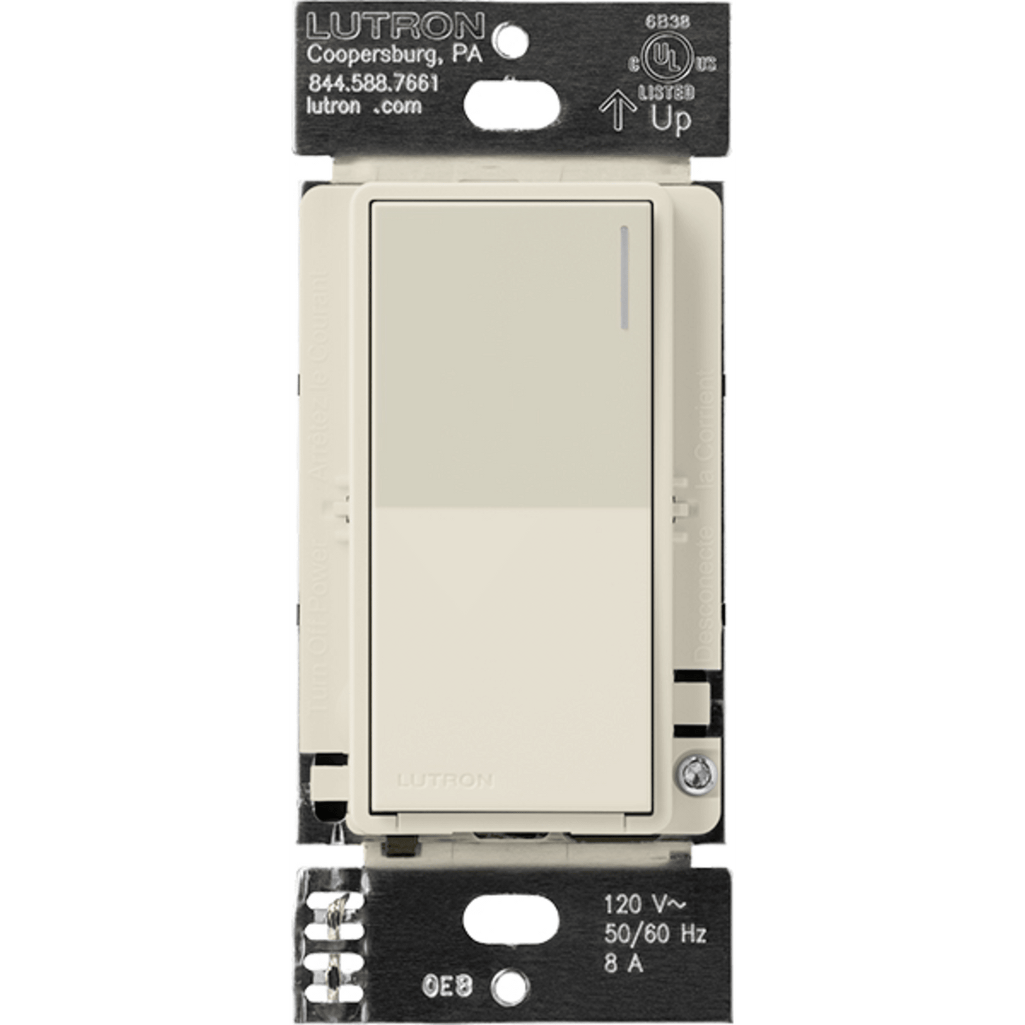 Placa de pared 1 espacio, para atenuador (dimmer), apagador ó control remoto inalámbrico LUTRON.