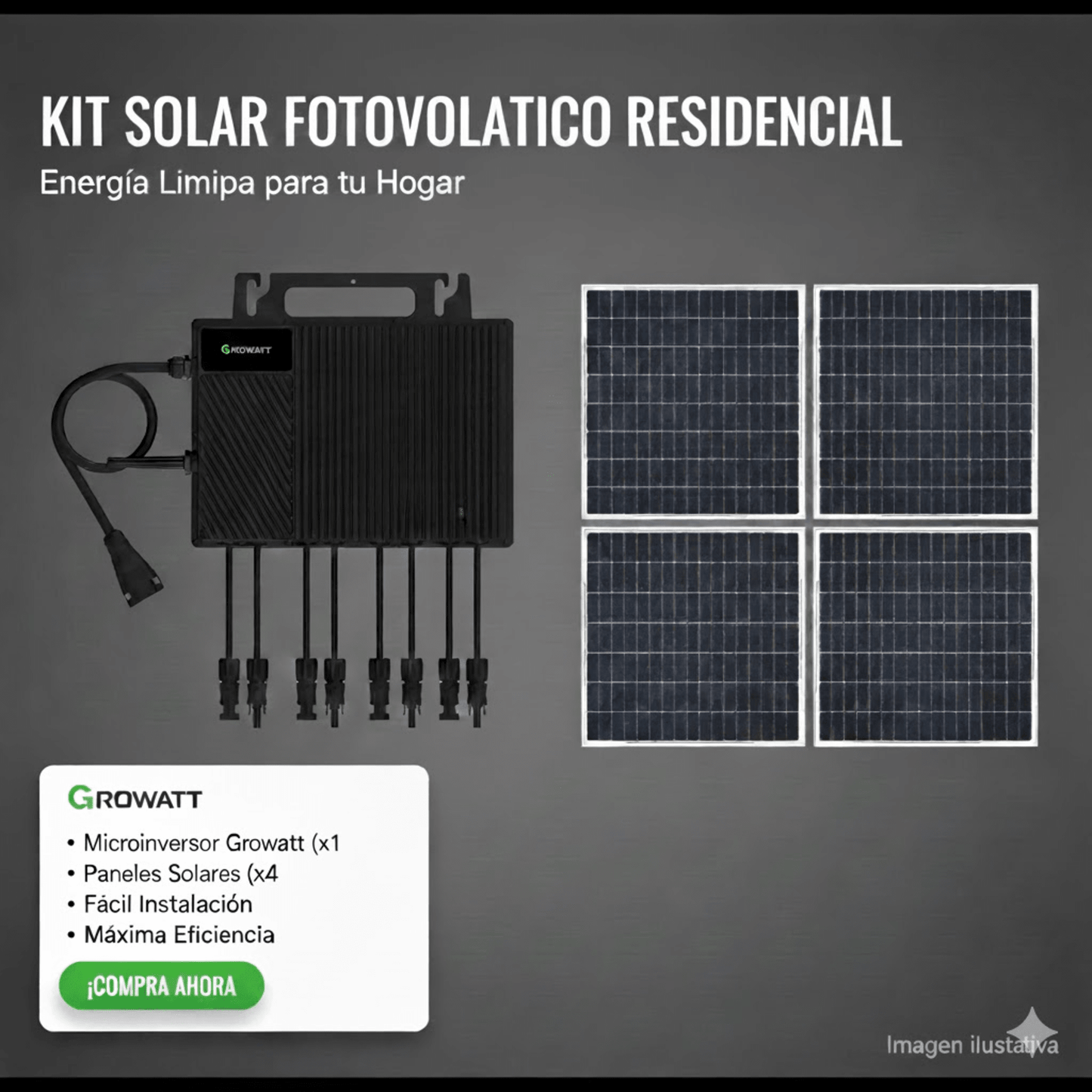 Kit Solar Interconexion  / 2.5kW  220Vca / Microinversores Growatt / Montaje Incluido