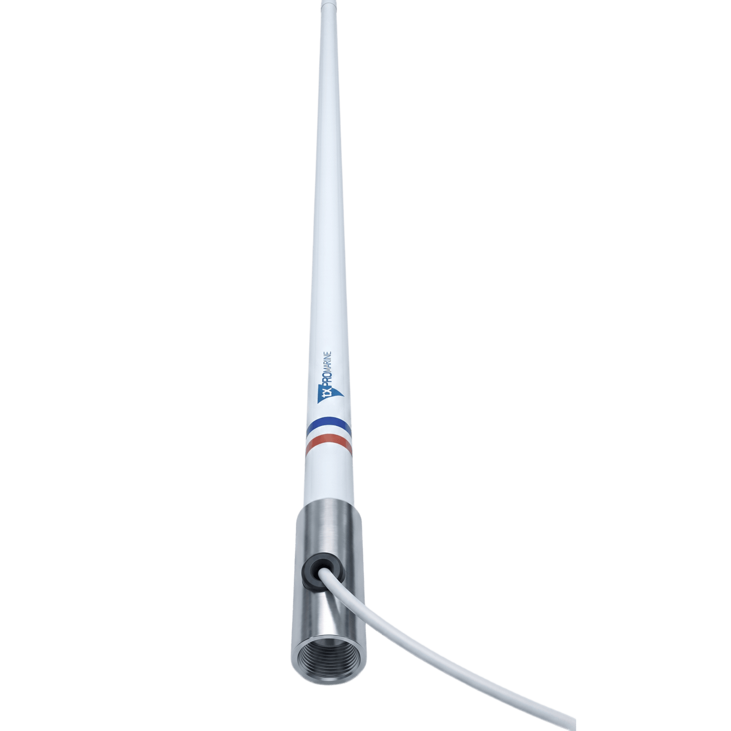 Antena Marina VHF / Fibra de Vidrio / Base Acero Inoxidable / 156-163 MHz / 6 dBi / Cable 10 m (32.8 ft) / PL-259 / Exterior