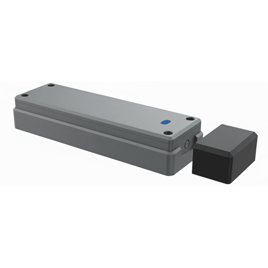 Sensor de Puerta Peatonal Inalámbrico / Tecnología Trio-Frequency Anti Interferencias / Alcance Magnético 25 mm / Batería 3.6V 2600mAh / Vida Útil 2 Años / Compatible con Puertas Seccionales y Batientes / Sensor H