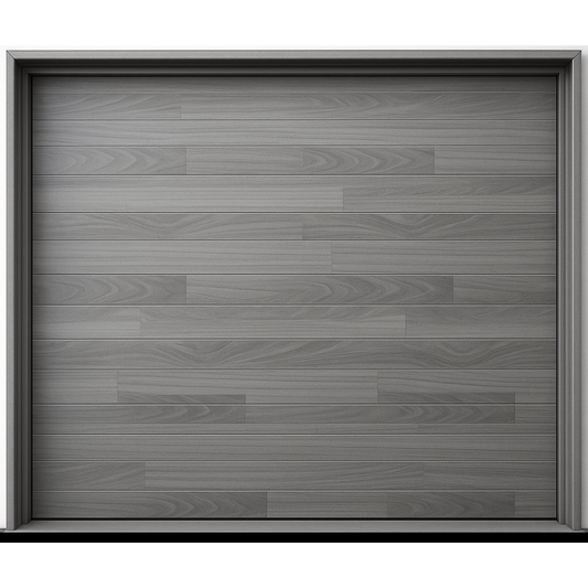 Puerta de garage de alta calidad / Estilo americano / Insulada / Acabado laminado PREMIUM / Color gris / 8x9 pies.