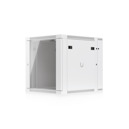UACC Rack Cabinet 12U (600 x 703 mm) - Gabinete Cerrado para Montaje en Pared con Puerta Frontal de Vidrio Templado, Puerta Trasera Abatible (Swing-Out) y Paneles Laterales Removibles con Llave