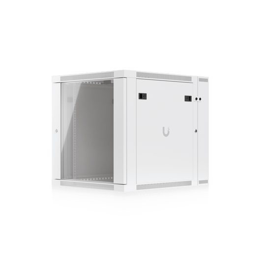UACC Rack Cabinet 12U (600 x 703 mm) - Gabinete Cerrado para Montaje en Pared con Puerta Frontal de Vidrio Templado, Puerta Trasera Abatible (Swing-Out) y Paneles Laterales Removibles con Llave