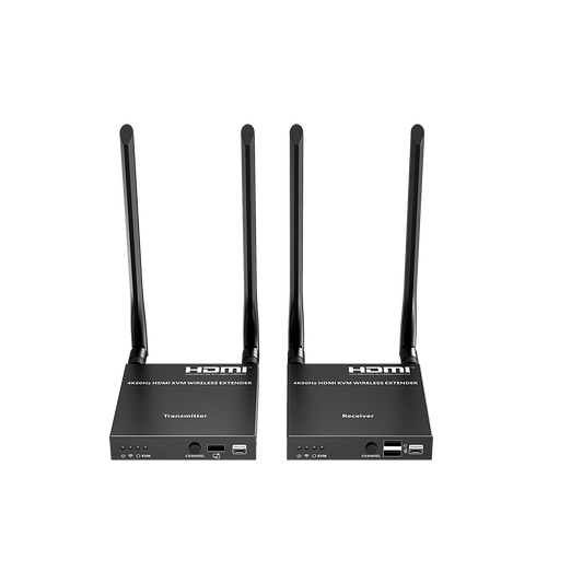 Extensor Inalámbrico HDMI| Con KVM | 4K@60Hz 4096x2160 | Tecnología ipcolor | Banda 5G 5.18-5.24 GHz | Distancia 50 m | Conexión de Hasta 1 a 4