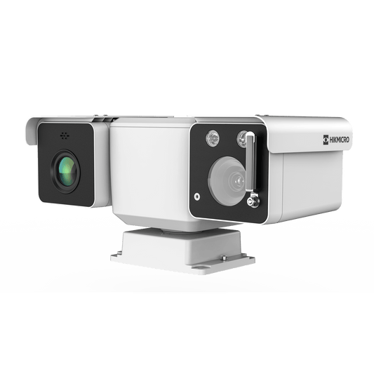 Mini Punta de Poste IP Bi Espectro/ Térmica: 256 × 192 (15 mm, NETD ≤35 mK) + Óptico 32X (4 Megapixel)/ 800 mts IR / IP67 IK10 / Detección de Temperatura / microSD/Detección de Humo y Fuego