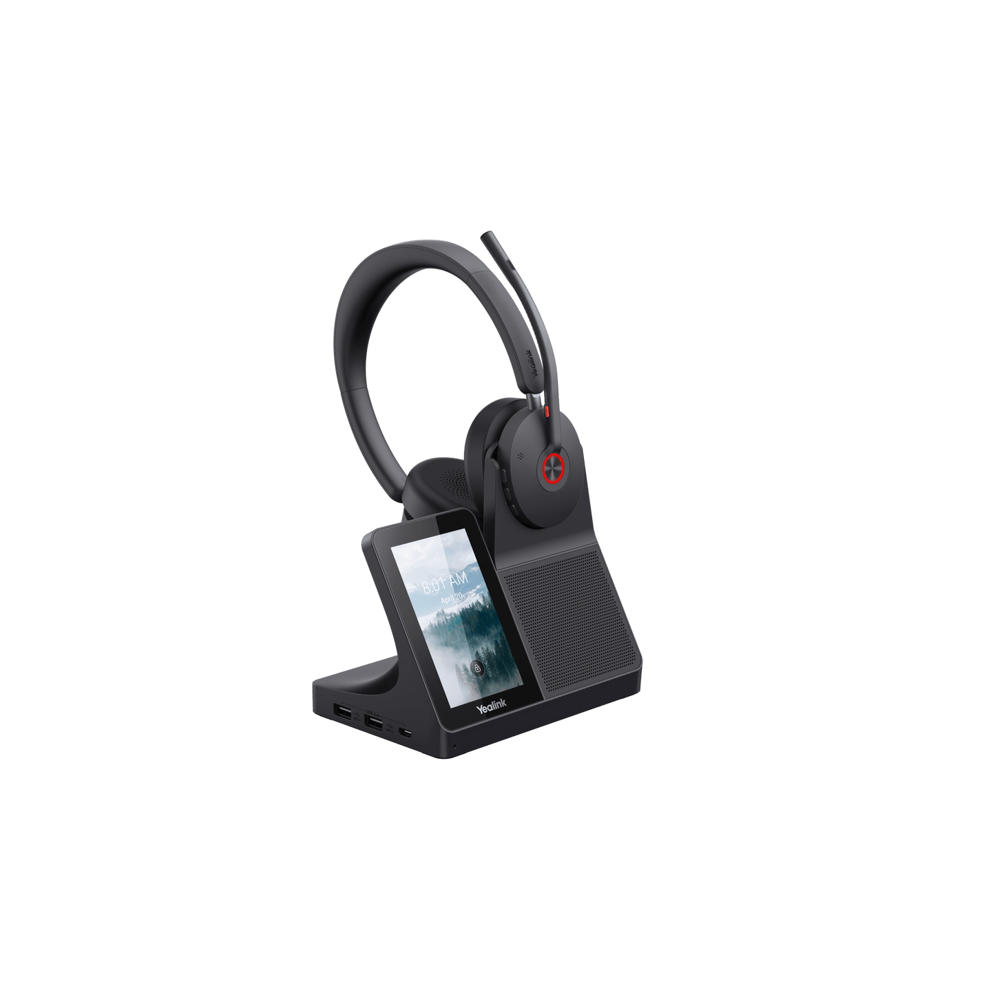 Diadema Inalámbrica WH68 con Estación de Trabajo Yealink DECT y Pantalla Táctil de 4” para Comunicación Profesional