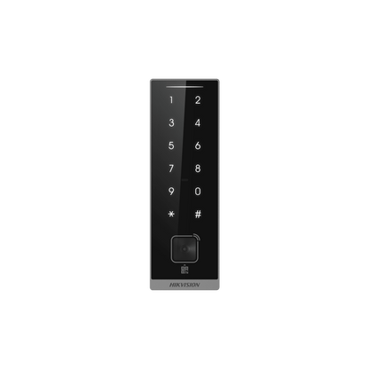 Teclado Esclavo con Lector de Tarjetas Virtuales Bluetooth y Códigos QR / Tarjetas MIFARE y PROX EM / Contraseñas / RS-485 Wiegand OSDP / Frecuencias 13.56 MHz y 125 KHz / Autenticación Tarjeta PIN QR Bluetooth / Táctil