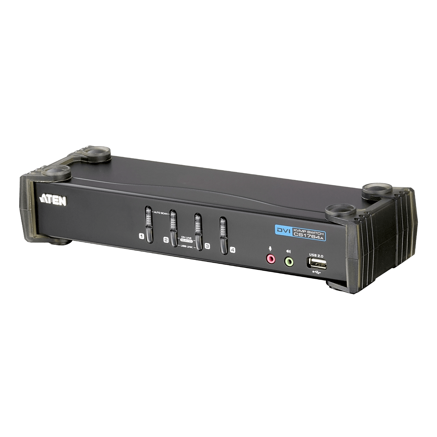 KVMP Switch 4 Puertos | USB DVI Audio | Video DynaSync | 1920 x 1200 | Hub USB 2.0 Integrado | HDCP Compatible | Conmutación Independiente KVM-USB-Audio | Multiplataforma