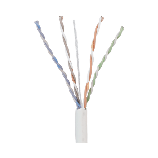 Bobina de Cable UTP 305 Metros (1000 Pies) de Cobre, TX5e, PanNet, Blanco, Categoría 5e, 24 AWG, CMP (Plenum), de 4 Pares