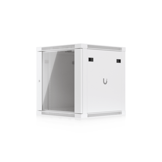 UACC Rack Cabinet 12U (598 x 600 mm) - Gabinete Cerrado para Montaje en Pared con Puerta Frontal de Vidrio Templado, Totalmente Ensamblado con Ventiladores Integrados y Paneles Removibles