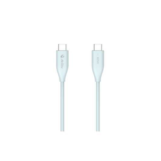 Cable de Carga USB-C a C / 1 Metro (3.28 Pies) / Tecnología GaN (Nitruro de Galio / Fast-Charging / Potencia 60W / Velocidad Transferencia 480 Mbps / Material Silicona No Tóxica / Conector Aluminio Anodizado