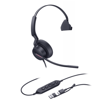 Diadema Alambrica Profesional UH46 Mono de Yealink con Conexión USB-C/A y Cancelación de Ruido por IA