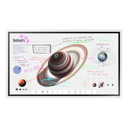 Pantalla Interactiva WM65FX 65" (165.1 cm) / Resolución 4K UHD 3840x2160 / Panel VA / Touch IR 20 Puntos / Pluma Pasiva Magnética / 4 Whiteboards Simultáneos / Audio 15W x 2CH / WiFi-Bluetooth / Tizen 9.0
