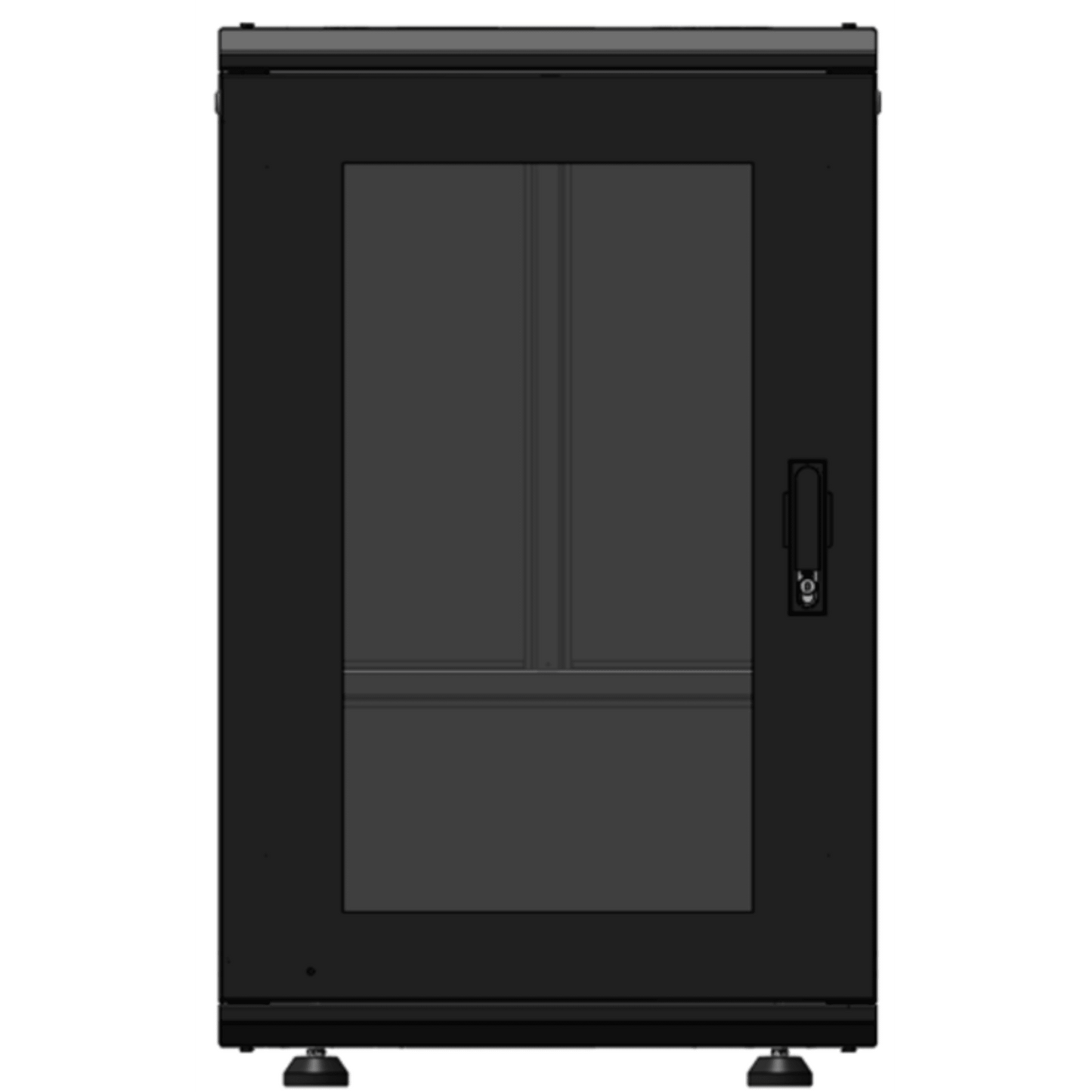 Gabinete Rack 19 Pulgadas / 18 Unidades / Piso / Puerta de Cristal / Acero Calibres 16-18-20 / Capacidad 750 kg (1653.5 lb) / Dimensiones 60 cm (23.6 in) x 93 cm (36.6 in) x 46 cm (18.1 in)