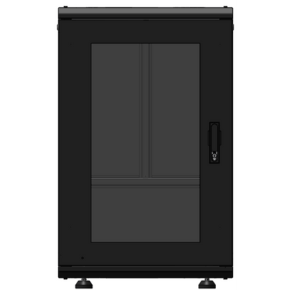 Gabinete Rack 19 Pulgadas / 18 Unidades / Piso / Puerta de Cristal / Acero Calibres 16-18-20 / Capacidad 750 kg (1653.5 lb) / Dimensiones 60 cm (23.6 in) x 93 cm (36.6 in) x 46 cm (18.1 in)