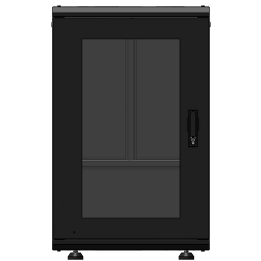 Gabinete Rack 19 Pulgadas / 18 Unidades / Piso / Puerta de Cristal / Acero Calibres 16-18-20 / Capacidad 750 kg (1653.5 lb) / Dimensiones 60 cm (23.6 in) x 93 cm (36.6 in) x 46 cm (18.1 in)