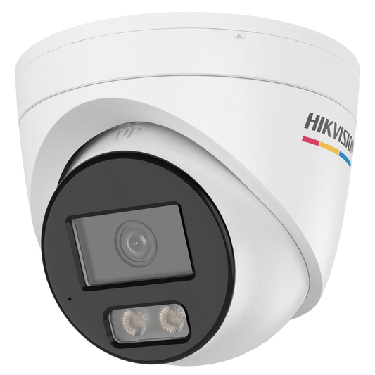 [Dual Light + ColorVu] Turret IP 4 Megapixel / Lente 2.8 mm / 30 mts IR + 30 mts Luz Blanca / Micrófono Integrado / ACUSENSE Lite / Exterior IP67 / WDR 120 dB / PoE / Micro SD