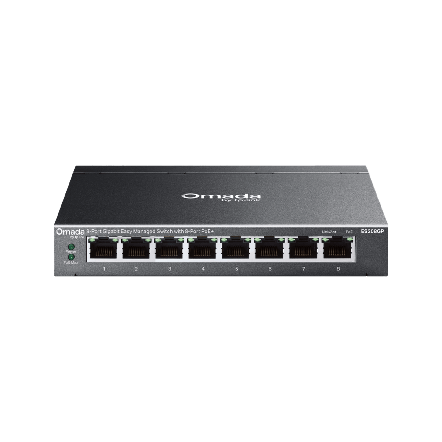 Switch Gigabit Easy Managed 8 Puertos / PoE+ 64W / Cloud Management Omada / 16 Gbps Switching / Fanless / Desktop-Wall Mount