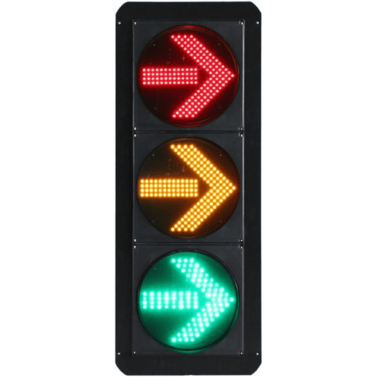 Señal de Tráfico Vertical de Giro a la Derecha / LEDs RYG / Carcasa PC y ABS / IP53 / Transformador AC 24 V / &Phi; 300 mm / Vida útil de LEDs ≥ 100,000 Hrs