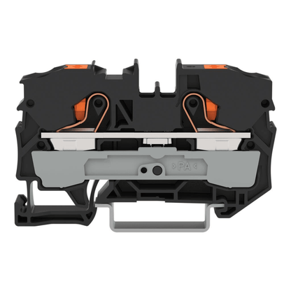 Borna de Paso Serie 2210 / Push-in CAGE CLAMP® / 2 Conductores 10 mm² / Tecla Naranja / Carril DIN 35x15 y 35x7.5 / Ex eb IIC Gb ATEX / 57A 800V / IP20 / Poliamida V0