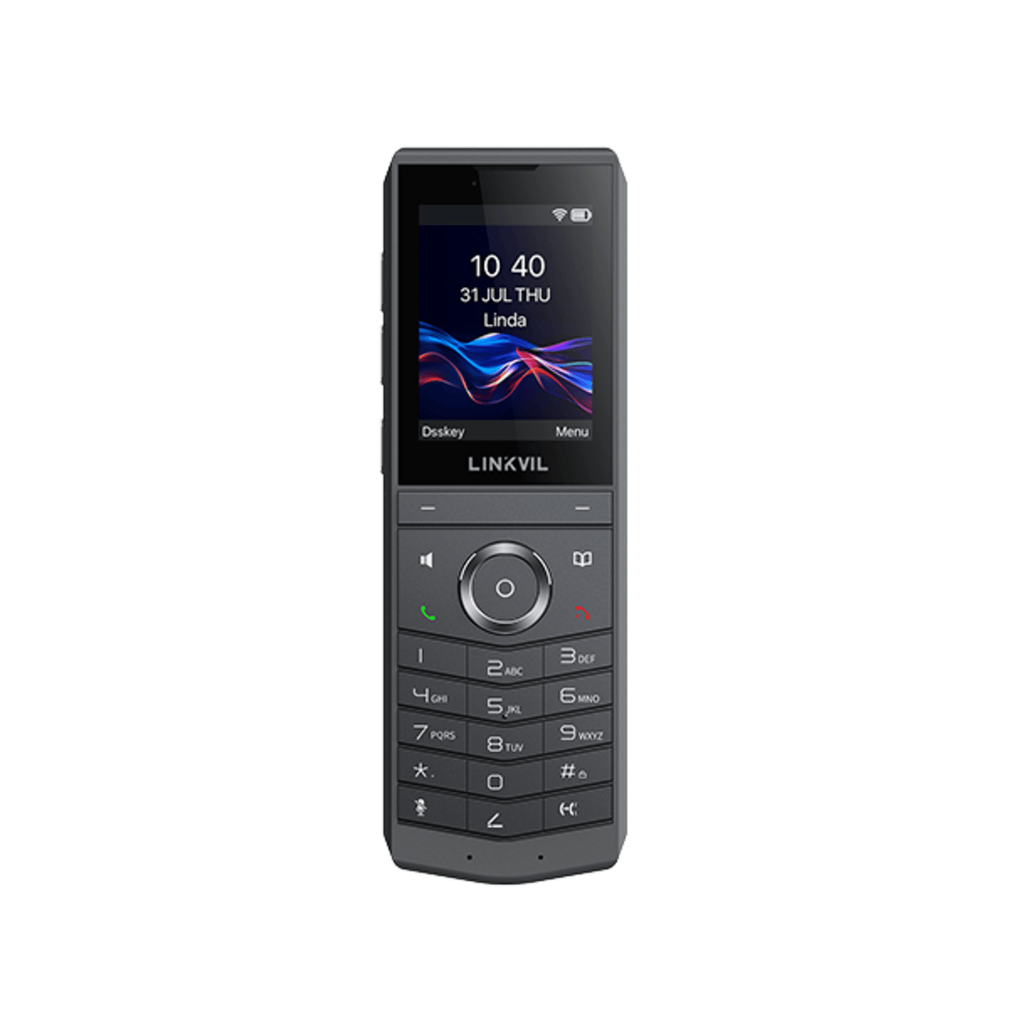 Teléfono IP Wi-Fi Portátil / Pantalla Color 2.4" 240x320 / Wi-Fi 6 Dual-Banda / Bluetooth 5.0 / Batería 3000mAh 13h Talk / Video H.264 4CIF / Resistencia Caídas 1.8m (5.9 ft) / Conferencia 6 Vías / USB Type-C
