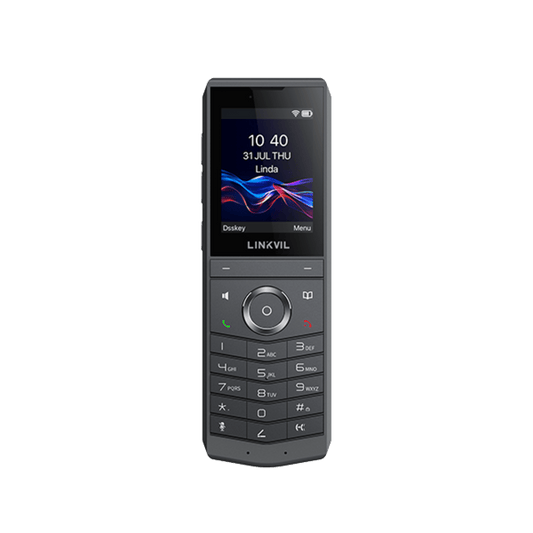 Teléfono IP Wi-Fi Portátil / Pantalla Color 2.4" 240x320 / Wi-Fi 6 Dual-Banda / Bluetooth 5.0 / Batería 3000mAh 13h Talk / Video H.264 4CIF / Resistencia Caídas 1.8m (5.9 ft) / Conferencia 6 Vías / USB Type-C