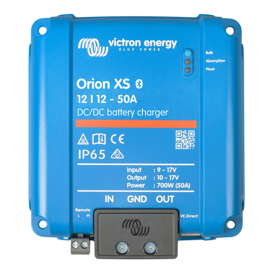 Orion XS 12/12-50 A / Cargador de Baterías CC-CC / 50 A 12 V / IP65 / Compatibilidad Alternador Inteligente / Para Bancos de Baterías de 500 Ah