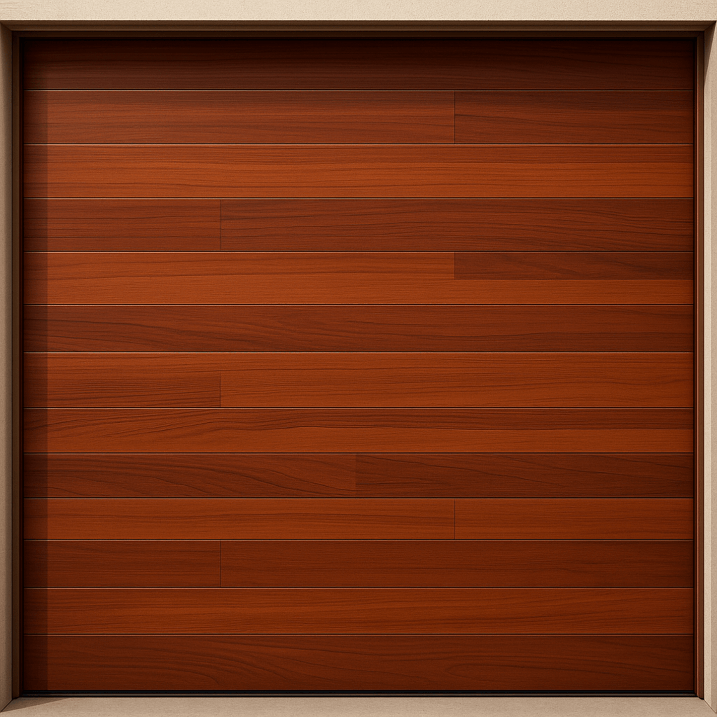 Puerta de Garage de Alta Calidad / Estilo Americano / Acabado Laminado PREMIUM / Color Madera Clara / 16x8 Pies.