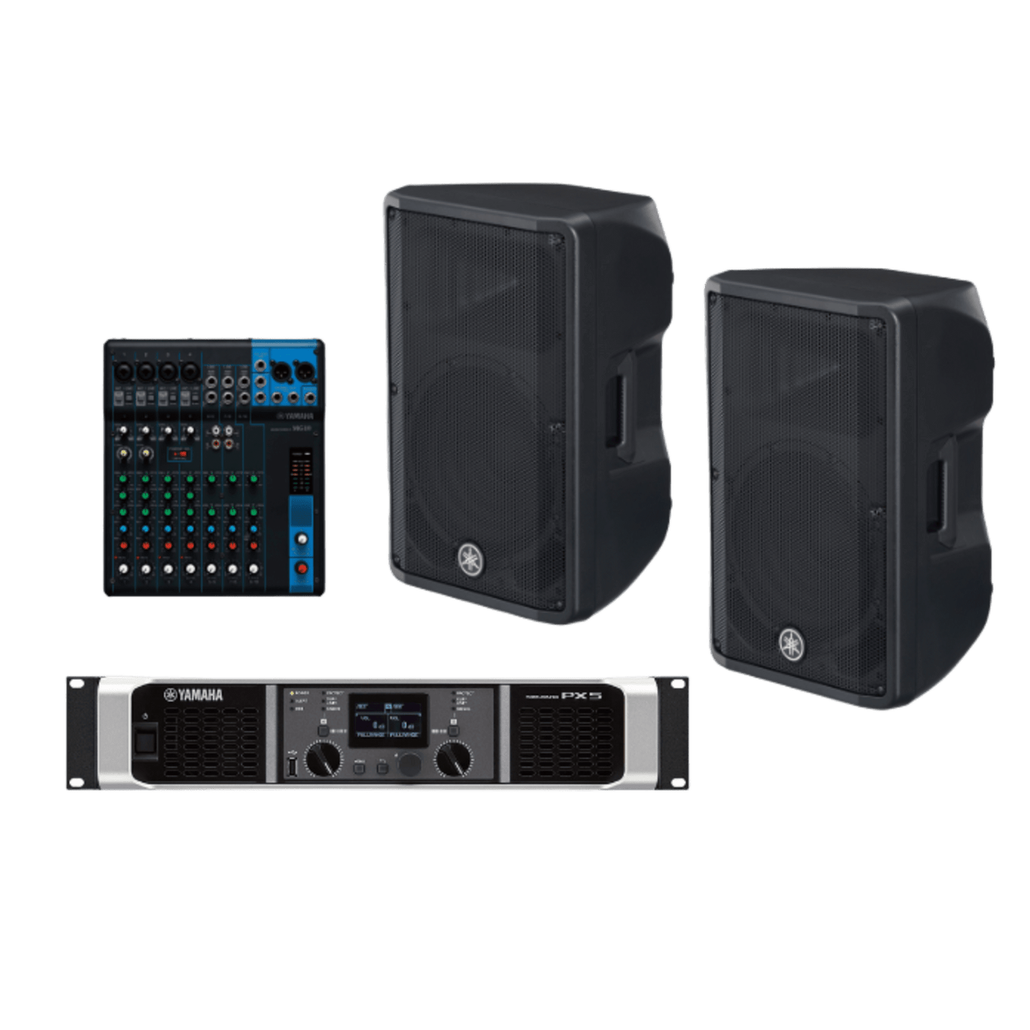 Kit Refuerzo Sonoro y Mixer | Incluye 2 Bocinas CBR12 | Amplificador PX5 | Mezclador MG10 | Ideal para PA