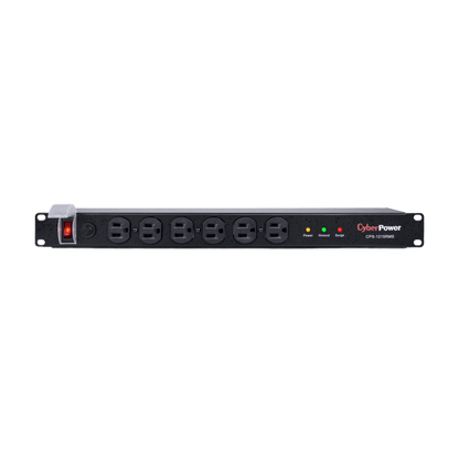 PDU Básico Para Distribución de Energía con Supresor de Picos, Con 12 Tomas NEMA 5-15R Traseras, 1UR, 15 Amp, 120 Vca, 1800 Joules de Protección