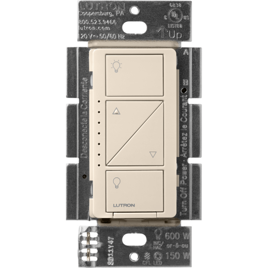 (Caseta Wireless) Atenuador, aumenta/disminuye intensidad de Iluminación, requiere cable neutro. 250W LED /1000 INC/HAL