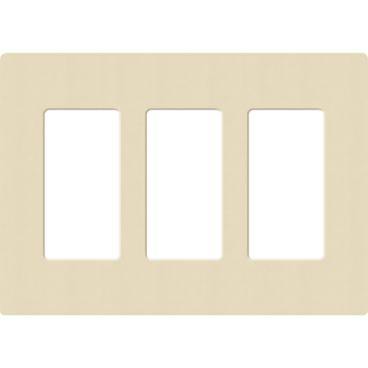 Placa de pared 3 espacios, para atenuador (dimmer), apagador ó control remoto inalámbrico LUTRON.