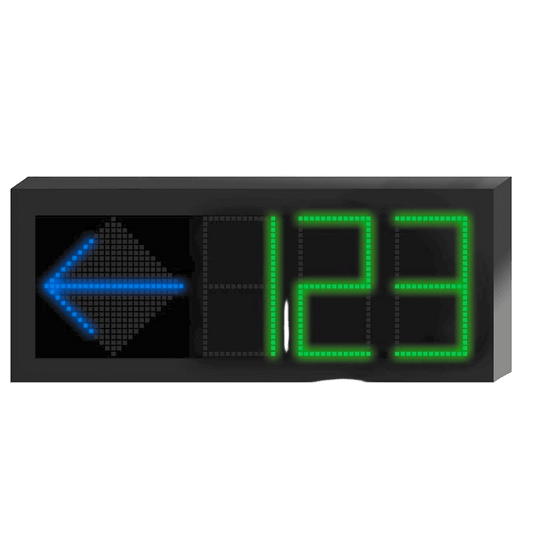 Panel LED Indicador de Estacionamiento Hikvision / 3 Dígitos con Flecha Direccional / Pantalla 7 Colores / Comunicación RS485-RJ45 / Montaje Colgante / Visualización Tiempo Real / Iconos Especiales