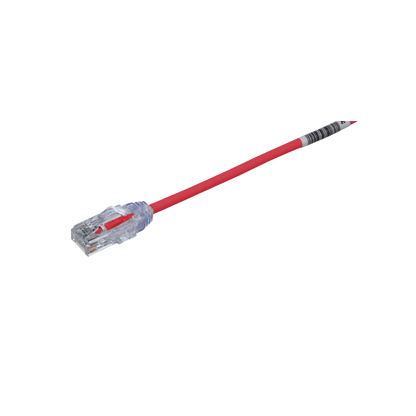 Cable de Parcheo TX6, UTP Cat6, Diámetro Reducido (28AWG), Color Rojo, 7.62 Metros (25 Pies)