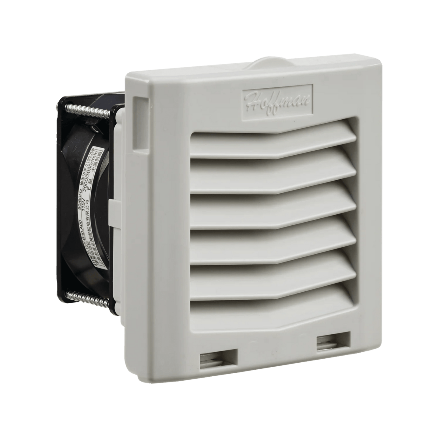 Ventilador Con Filtro de Montaje Lateral HF04, Con Flujo de Aire de 21 CFM, 115 Vca, Color Gris Claro