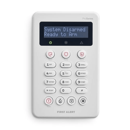 Teclado de Seguridad VISTAHPKP / 2 Líneas Alfa / Pantalla Personalizable / Teclas de Emergencia Dedicadas / Diseño Slim / Compatible con VISTA H3 Hybrid Series