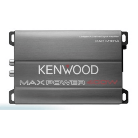 Amplificador Clase D KAC-M1814 / 400W Max / 45W x 4 RMS (4&Omega;) / 45W x 4 RMS (2&Omega;) / 90W x 2 Puenteado / Filtros Ajustables HPF/LPF / Entrada a Nivel de Altavoz / Recubrimiento Conformal / Compacto / Para Automóvil, Marina, ATV y Motocicle